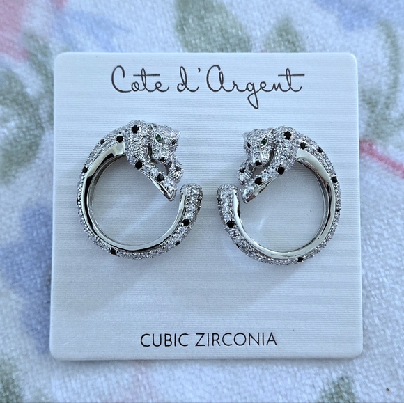 Cote d'Argent Circular Silver🤍 Cheetah Earrings - NWT - Picture 6 of 16